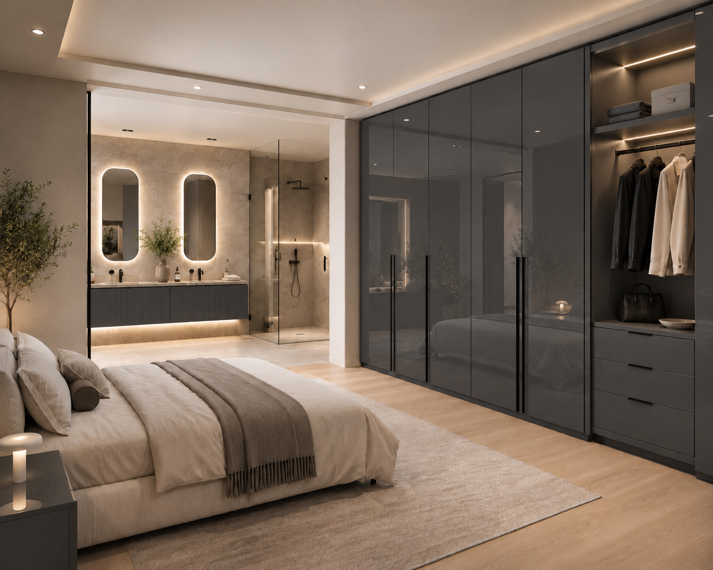 Cashmere Dusk bedroom and ensuite application